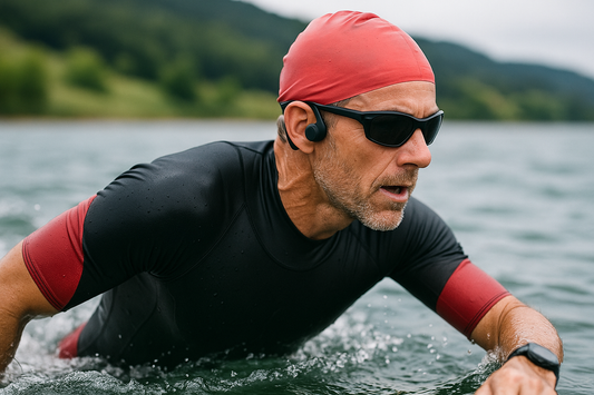 'un casque à conduction osseuse pour du Triathlon