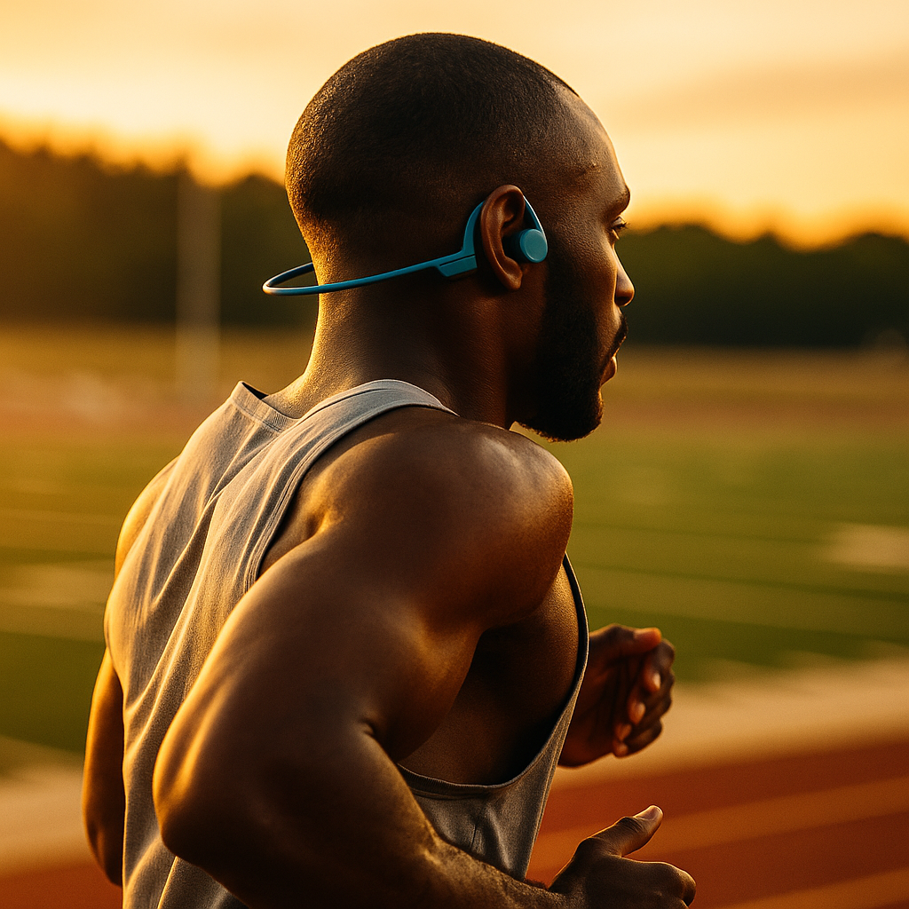 Casque à conduction osseuse bleu pour homme