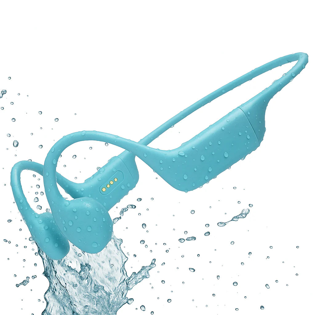 casque sport à conduction osseuse bleu waterproof