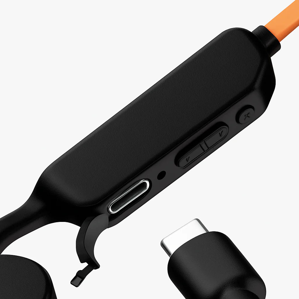casque sportif à conduction osseuse orange avec USB